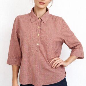 Abercrombie Red Gingham Checkered Button Down Shirt L Country Preppy Classic